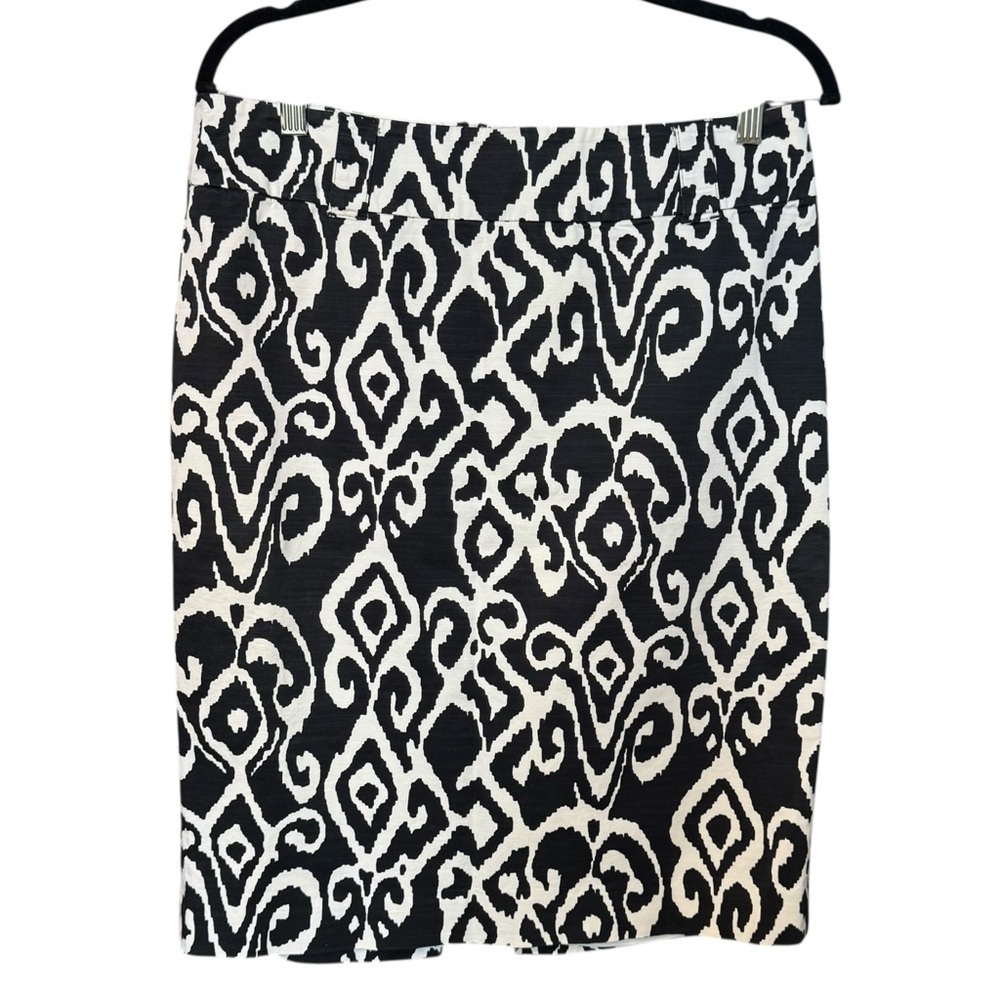 White House Black Market Skirt Womens 10 Black White Kick Pleat Pencil